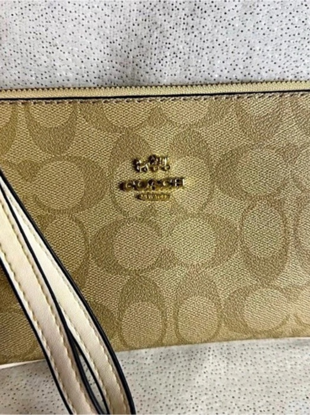 Coach Large Corner Zip Wristlet In Signature Canvas Signature Canvas Brown &